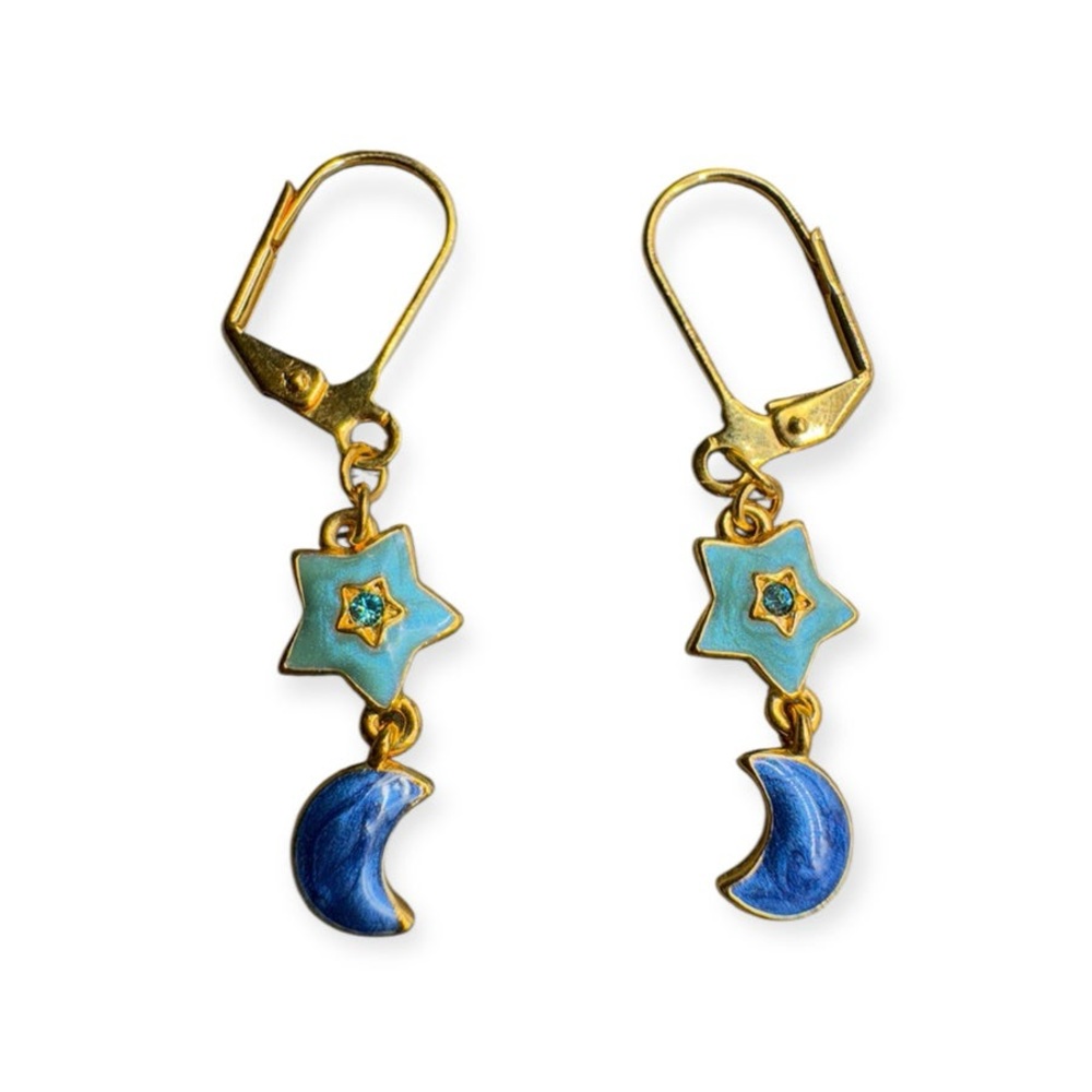 Vintage Joan Rivers Earrings Stars Moon